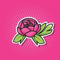 fleur de pivoine rose dans un style pop art vecteur