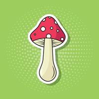 champignon agaric de mouche dans un autocollant de style pop art vecteur