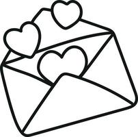 enveloppe de lettre d'amour avec des coeurs volants dans un style doodle félicitations pour la saint valentin vecteur