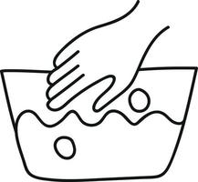 signe de lavage à la main dans le style doodle vecteur