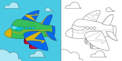 avion dans le ciel adapté à l'illustration vectorielle de la page de coloriage pour enfants vecteur