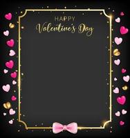 Bannière de la Saint-Valentin noire avec des paillettes coeur vecteur