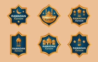 collection d'étiquettes dégradées du ramadan vecteur