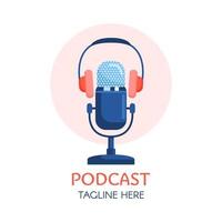 création de logo de podcast ou de radio à l'aide de l'icône du microphone et du casque