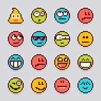 Autocollants de vecteur Emoji pixel