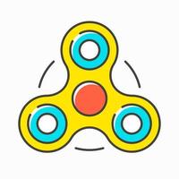 Icône de contour coloré Fidget Spinner vecteur