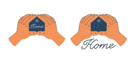 mains en forme de maison. idée de logo vecteur