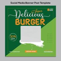 modèle de bannière promotionnelle de médias sociaux de menu burger vecteur