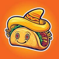 mignon délicieux tacos restaurant logo illustrations vectorielles pour votre logo de travail, t-shirt de marchandise de mascotte, autocollants et conceptions d'étiquettes, affiche, cartes de voeux entreprise publicitaire ou marques. vecteur