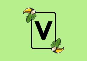 oiseau vert avec lettre initiale v vecteur