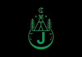 couleur verte de la lettre initiale j dans l'insigne du cercle de camping vecteur