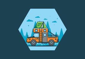 illustration plate de camion de camping coloré vecteur