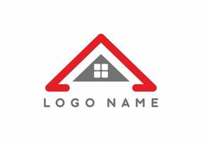 toit rouge gris pour logo immobilier vecteur
