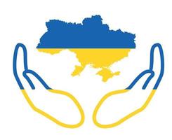 conception drapeau ukraine carte emblème avec les mains symbole national de l'europe illustration vectorielle abstraite vecteur