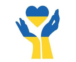 Symbole du coeur de l'emblème du drapeau de l'ukraine avec la conception de l'illustration vectorielle de l'europe nationale abstraite à la main vecteur