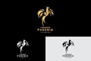 concept de logo phoenix or avec illustration vectorielle de modèle électrique vecteur