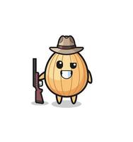 mascotte de chasseur d'amandes tenant un pistolet vecteur