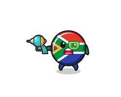 joli drapeau sud-africain tenant une future arme à feu vecteur