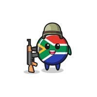 jolie mascotte du drapeau de l'afrique du sud en tant que soldat vecteur