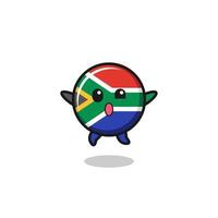 le personnage du drapeau de l'afrique du sud saute le geste vecteur