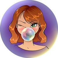 personnage de fille de clin d'oeil de bulle. illustration vectorielle vecteur