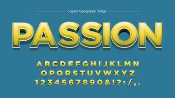 Typographie en majuscule 3D brillant jaune vecteur