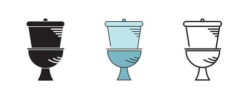 l'icône des toilettes. toilette dans le jeu d'icônes de salle de bain. silhouette, jeu d'icônes colorées et linéaires. icônes d'objets de salle de bain en ligne. ligne modifiable. conception pixélisée du logo, du web et de l'application. vecteur