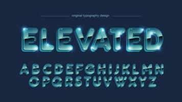 Typographie majuscule arrondie en chrome bleu brillant vecteur