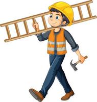 a, ouvrier construction, tenue, échelle