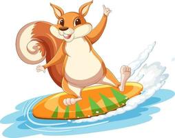 écureuil debout sur une planche de surf vecteur