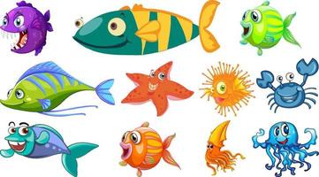 collection de dessins animés d'animaux marins vecteur