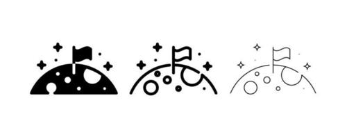 vecteur de la planète mars. ce symbole, la plantation du drapeau de marsa, marsa ou aller aux planètes. ligne modifiable. ensemble d'icônes d'espace, signe d'espace, vecteur de ligne de symbole.