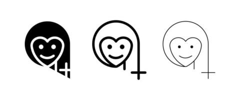 8 mars journée internationale de la femme souriante conception d'icône de femme. Icône de femme du 8 mars et visage souriant. Icône logo-web du 8 mars.