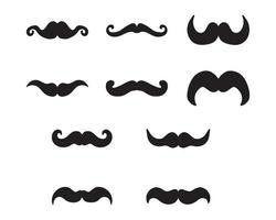 ensemble de moustaches. silhouette de moustaches masculines vintage, ensemble d'illustrations vectorielles drôles de moustaches noires. moustaches de gentleman rétro. élément homme hipster. vecteur