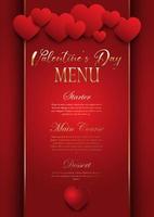 Conception élégante du menu de la Saint-Valentin vecteur