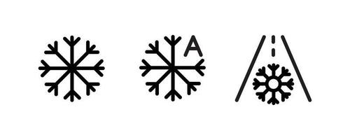 icônes vectorielles des indicateurs du tableau de bord du véhicule. ces symboles incluent le temps neigeux, le déneigement automatique et le panneau de route de neige. icône de ligne modifiable. vecteur