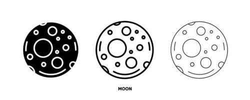 vecteur d'icône planète lune. simple signe de lune de la planète dans un style de conception moderne et un logo pour le site Web et l'application mobile. dessin modifiable et silhouette en un.