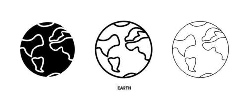 vecteur d'icône de planète terre. signe de la planète terre simple dans un style de conception moderne et un logo pour le site Web et l'application mobile. dessin modifiable et silhouette en un.