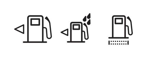 icônes vectorielles des indicateurs du tableau de bord du véhicule. ces symboles incluent la distance d'essence, l'avertissement d'eau dans le réservoir d'essence et le symbole d'indicateur de pollution dans le réservoir d'essence. icône de ligne modifiable. vecteur