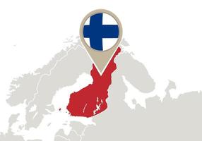 Finlande sur la carte de l'Europe vecteur