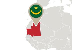 mauritanie sur la carte du monde vecteur
