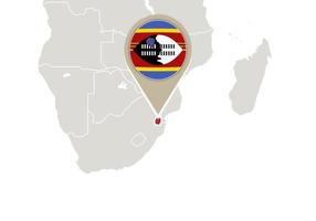 Swaziland sur la carte du monde vecteur