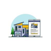 illustration vectorielle de concept d'achat en ligne de maison de rêve. la technologie numérique pour faire du shopping vecteur
