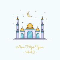 illustration vectorielle de bonne année hijri 1443. bonne année islamique. conception graphique pour la décoration de chèques-cadeaux, bannières et flyer. vecteur