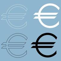 symbole de l'euro l'icône de couleur noir et blanc. vecteur