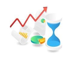 illustration de concept isométrique plat. sablier d'affaires analyste vecteur