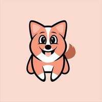 illustration de dessin animé simple chien mignon minimaliste dessin vecteur premium
