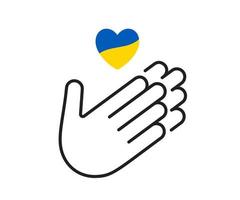 priez pour l'icône de l'ukraine. arrêter le logo de la guerre. illustration de la paix. mains et coeur. protection contre les envahisseurs russes. arrêter la guerre et le concept d'affiche d'attaque militaire vecteur