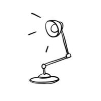 lampe de bureau de table avec vecteur de style doodle dessiné à la main