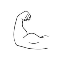 illustration de muscle biceps vecteur de style doodle dessiné à la main
